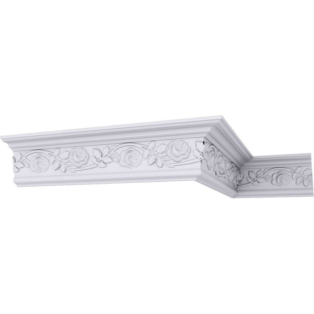 5 1/2"H x 3 3/4"P x 6 3/4"F x 94 1/2"L Rose Crown Moulding Ekena Millwork