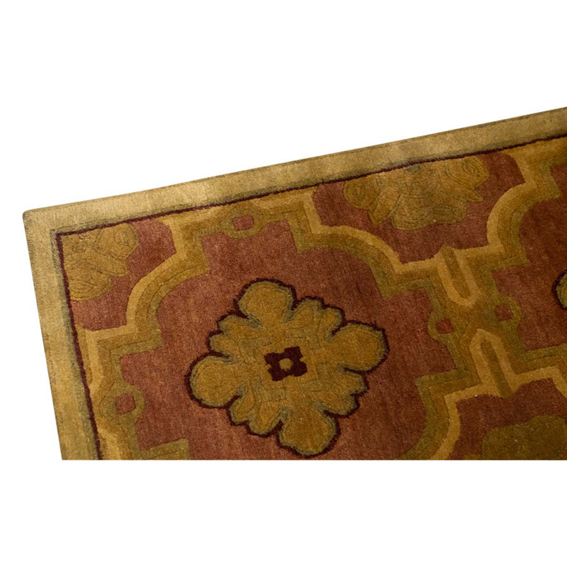 Tapis floral rouge / beige / vert en laine à motif floral 4 pi x 6 pi