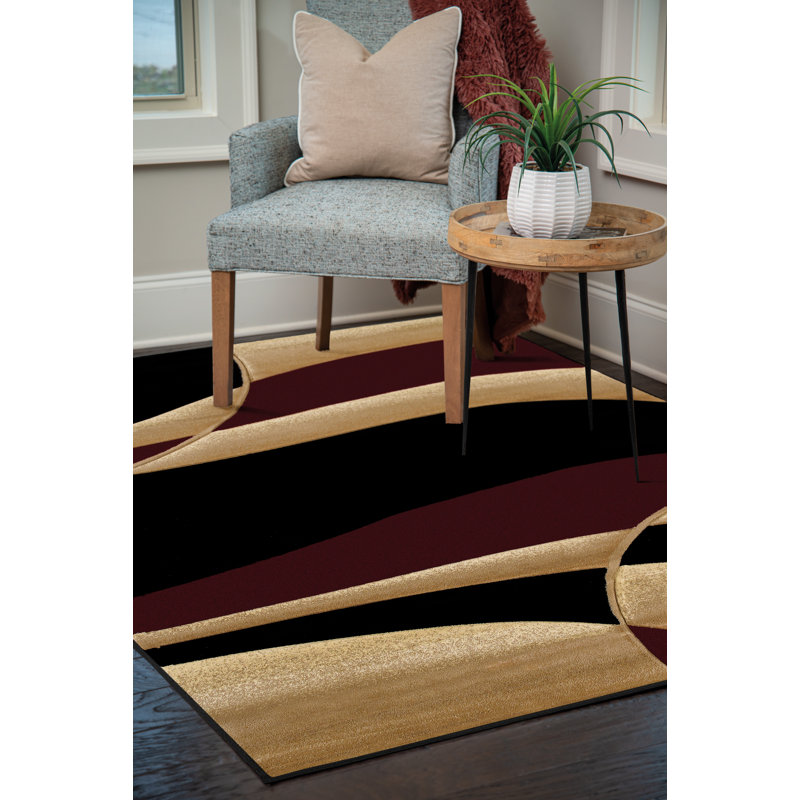 Tapis abstrait bourgogne Dov, Tapis de passage : 2 pi 7 po x 7 pi 4 po