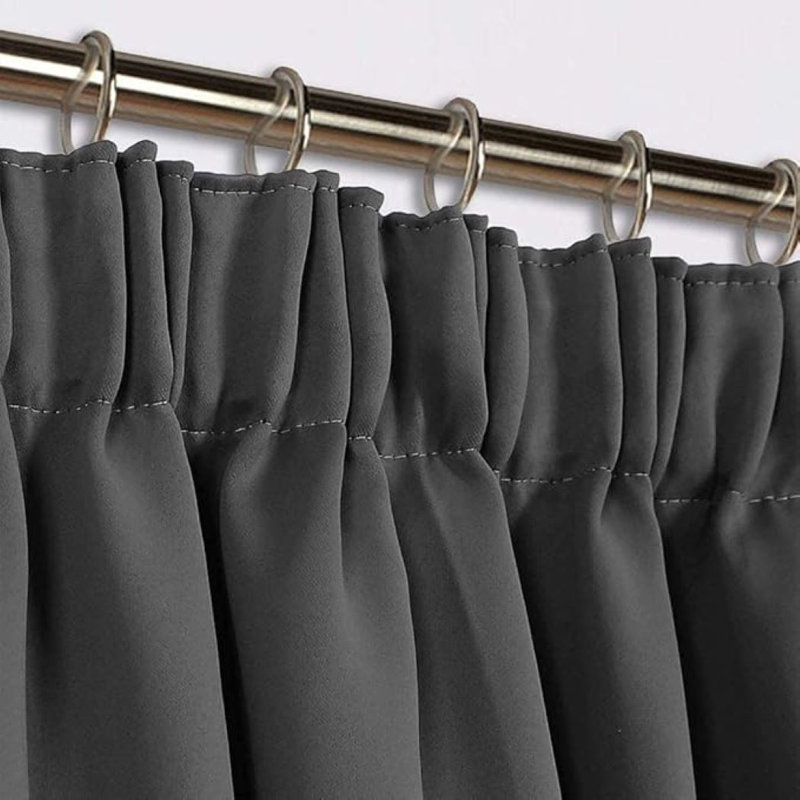 Blackout Curtain Pair, Dark Grey, 117cm Width x 137cm Drop