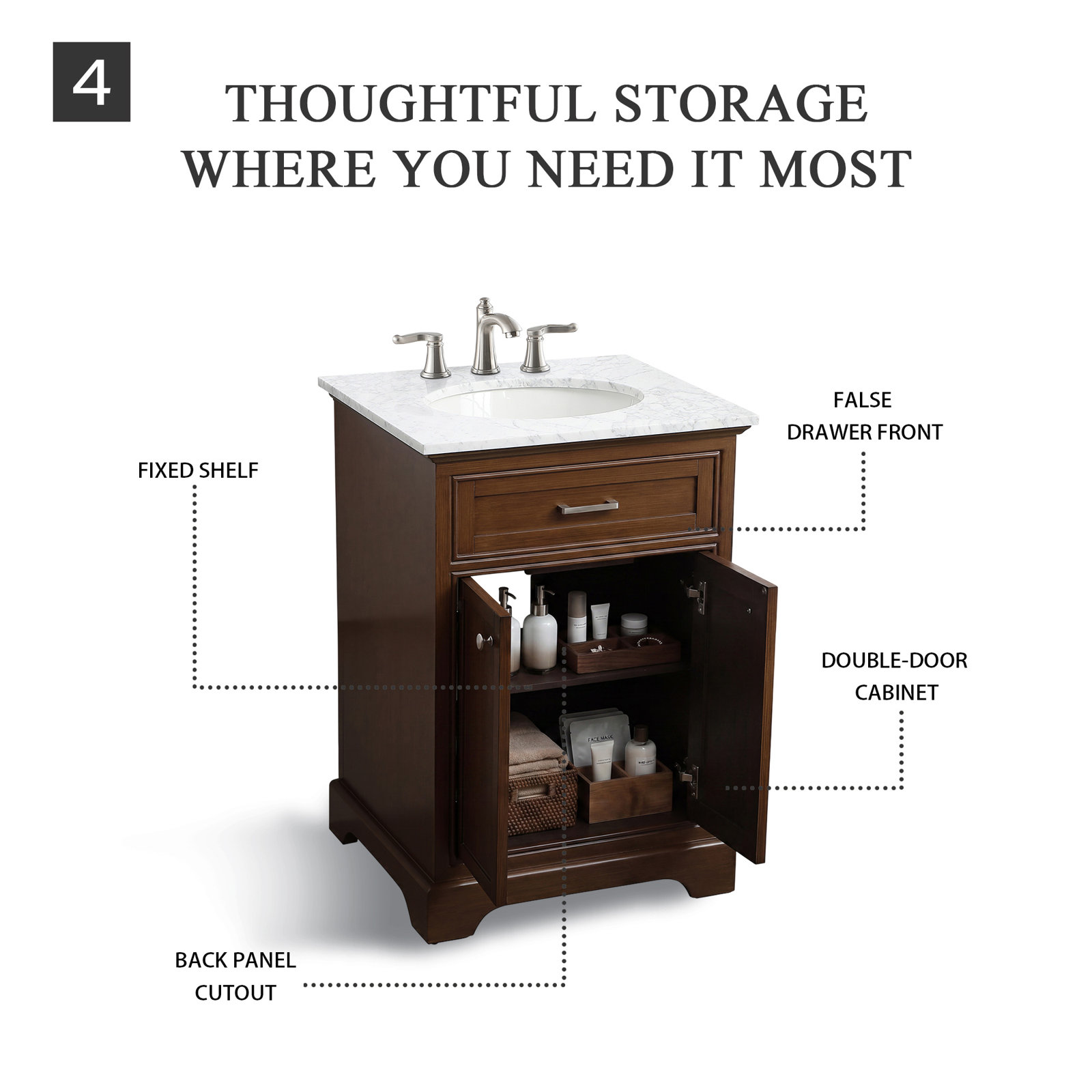 Hermes 24'' Single Bathroom Vanity, Teak