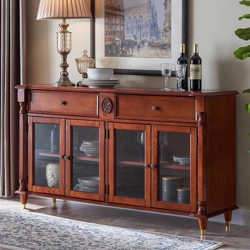 Buffet en bois massif brun noisette