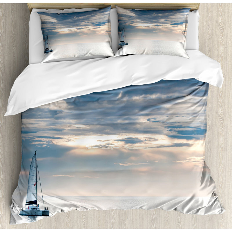 Coastal Polyester Duvet Cover, King Duvet Cover + 2 Shams