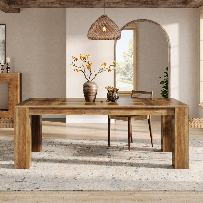Table de salle à manger de 63 pouces pour 4-6 personnes, table de salle à manger pour la salle à manger, Brun
