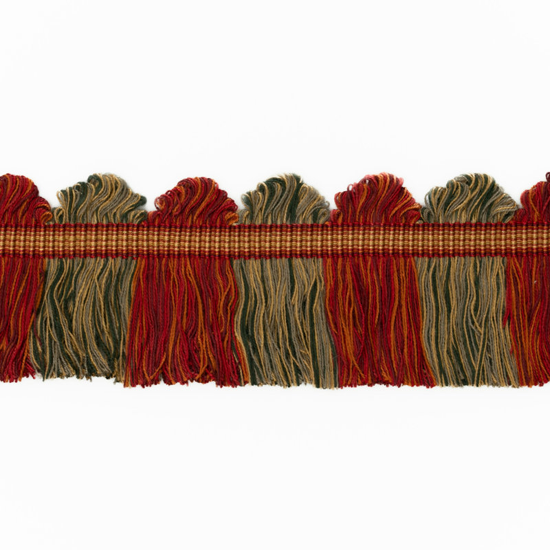 Perandor Fan Top Cut Fringe Fabric, Red/Gold/Green