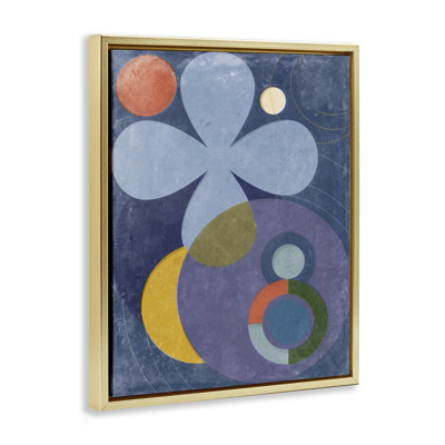  "Blue Retro Curved Shapes", art mural encadré par Victoria Barnes