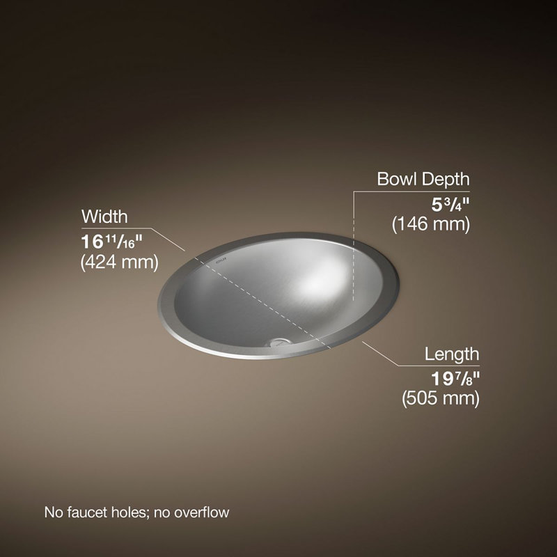 Bachata Metal Oval Undermount Bathroom Sink, Luster