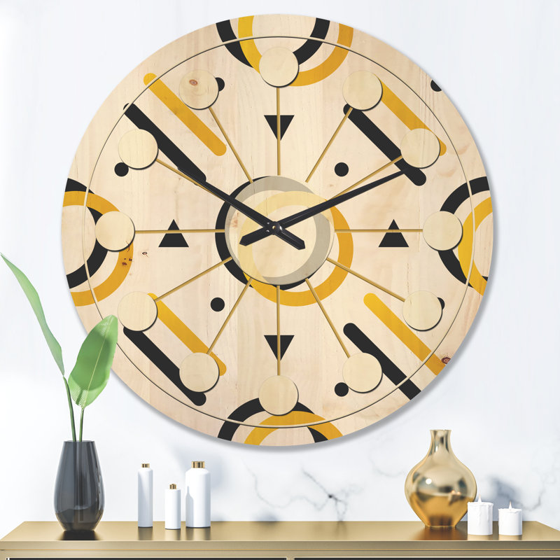 Horloge murale tendance en bois à motif triangulaire I, Grand