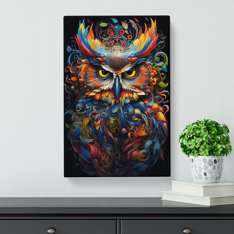 Owl Neo-Plasticism No.2 - Wrapped Canvas, 60cm H x 40cm W x 3cm D