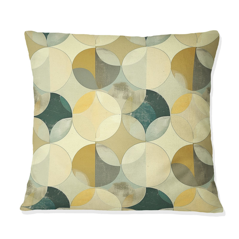 Coussin Retro Retro Ivory Midcentury Circles I - Midcentury, H 18 po x l 18 po