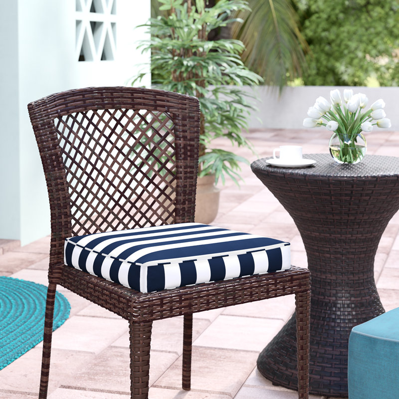 Outdoor 3'' Dining Chair Seat Cushion, Stripe Coral, 20" W x 20" D
