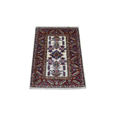 Tapis oriental ivoire en laine afghane à motif tribal noué à la main 2 pi 1 po x 2 pi 10 po 1A73F700F1344F06A5FCD508D6734798