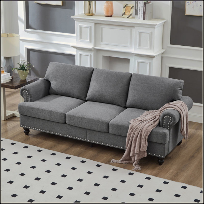Canapé en tissu rembourré 83 po, Gris