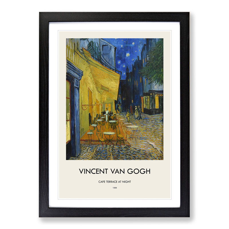 Cafe Terrace at Night by Vincent Van Gogh - Picture Frame Art Prints, Black, 65cm H x 48cm W x 2cm D