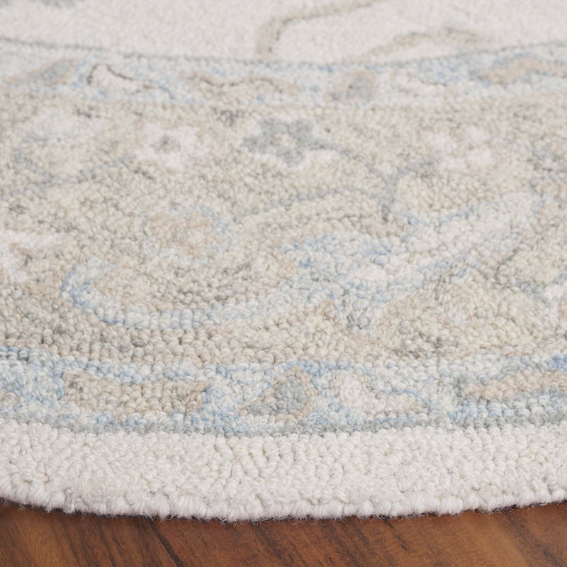 Ebony Hand Tufted Wool Pile Oriental Rug, Round 6"