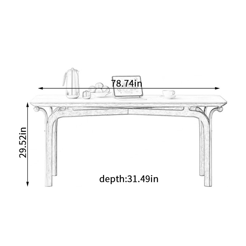 Quality Beige Rock Slab Rectangular Dining Table, 29.52"H x 78.74"L x 31.49"W