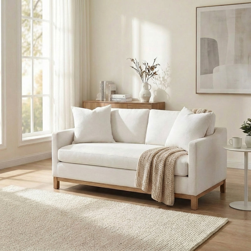 Cami 64'' Upholstered Loveseat, Cloud Linen Blend