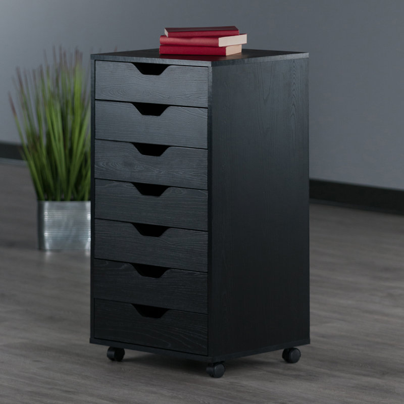 19.21'' Wide 7 -Drawer Mobile File Cabinet, Black