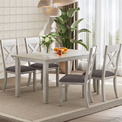 Ensemble de 4 chaises de salle à manger en bois d'hévéa massif sans accoudoirs