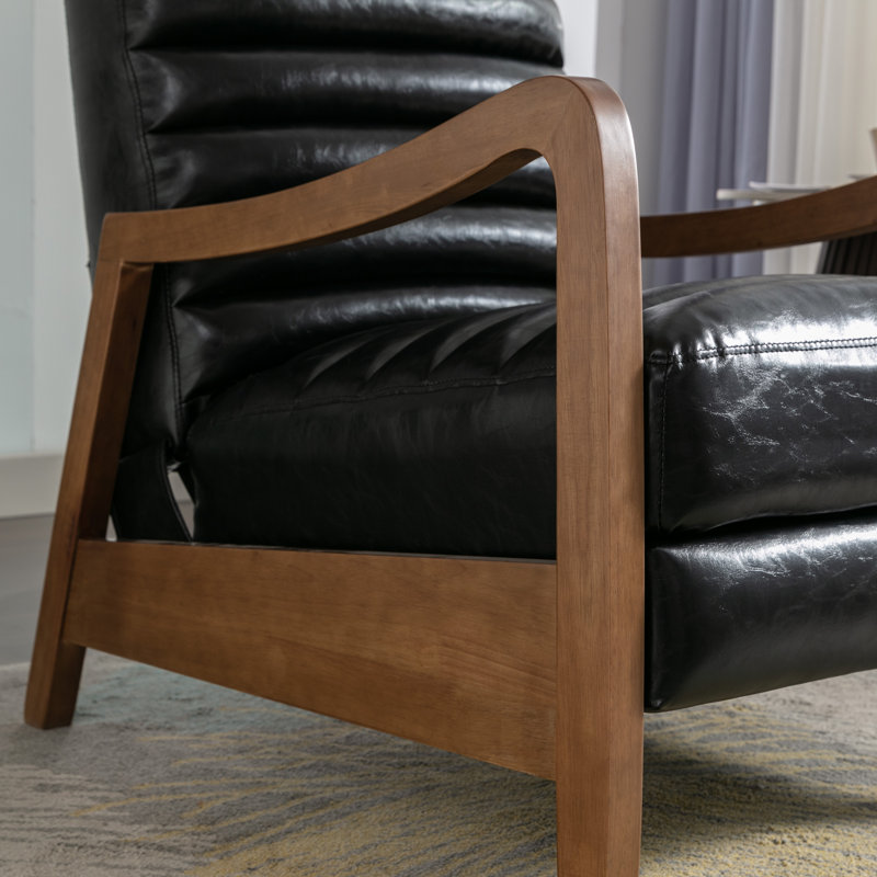Baleskie 26" Wide Mid Century Modern Oil Wax Leather Manual Club Recliner Chair (Set Of 3)