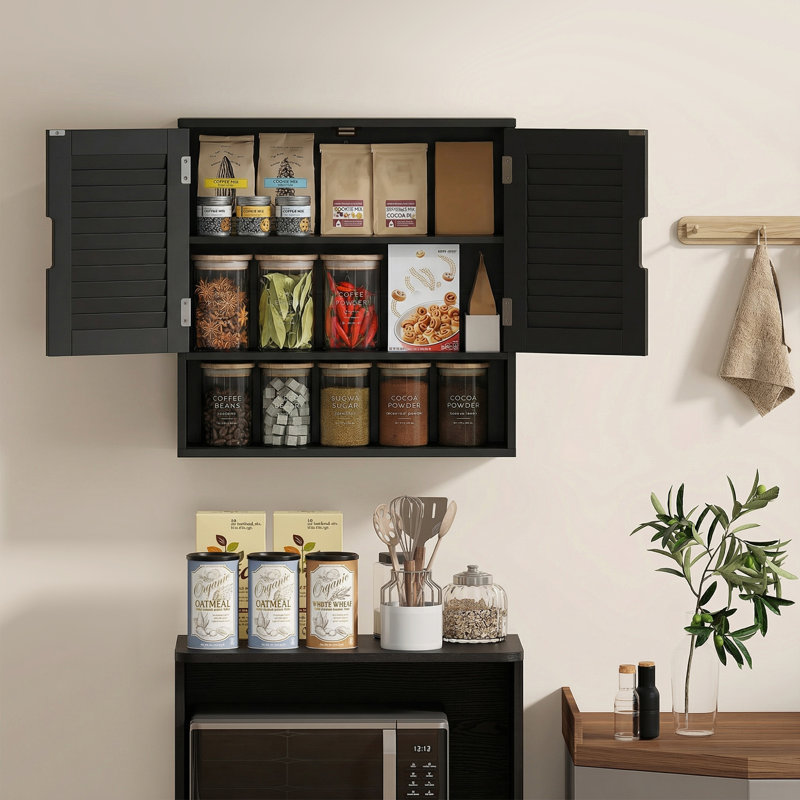 Wall, Drill / Screw Bathroom Cabinet, Black