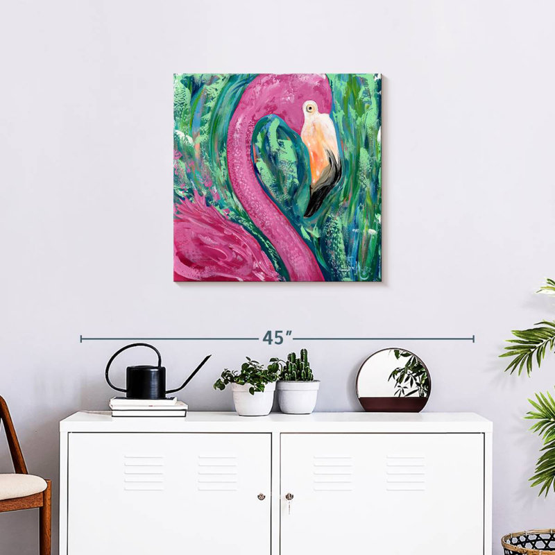Portrait de flamant rose Brampt, H 24 po x l 24 po