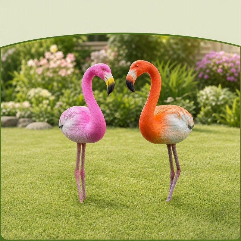 Flamant rose en plastique, rouge, blanc, Red,White