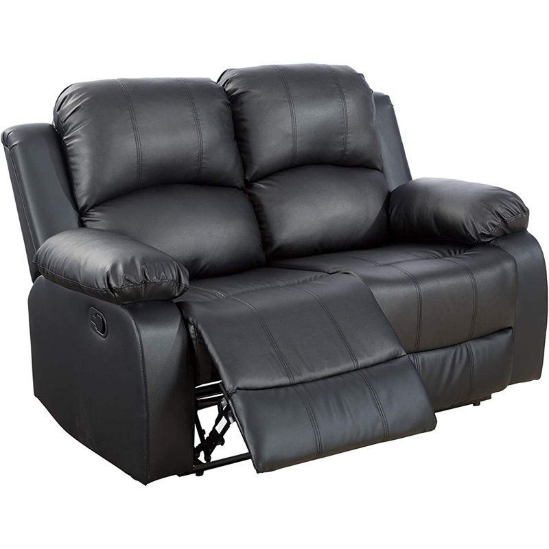  Causeuse inclinable en cuir 56 po, Similicuir noir
