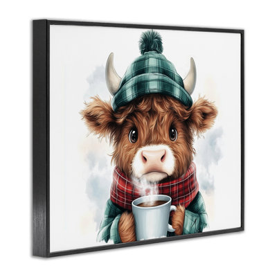 Estampe numérique Cozy Hot Cow, conçue par Whimsical Wonders