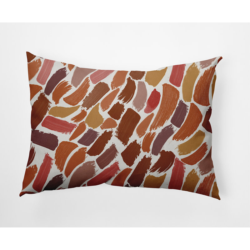 Abstract Outdoor Reversible Throw Pillow, Orange