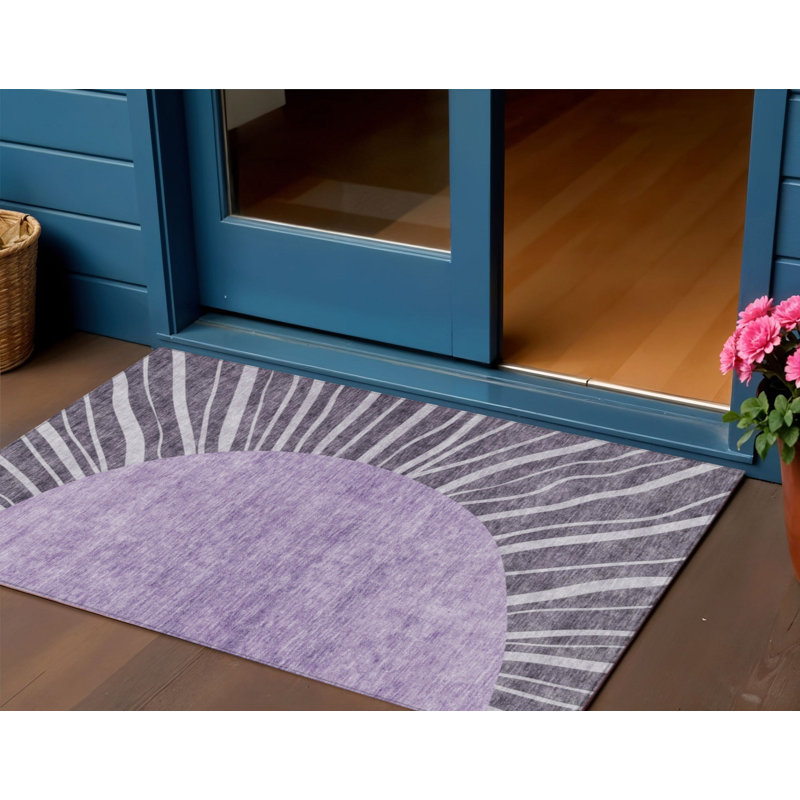 10' X 14' Purple Eggplant And Lavender Abstract Washable Indoor Outdoor Area Rug, Rectangle 3' X 5'