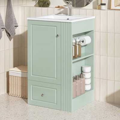 Meuble-lavabo autoportant de 20 po avec lavabo en céramique