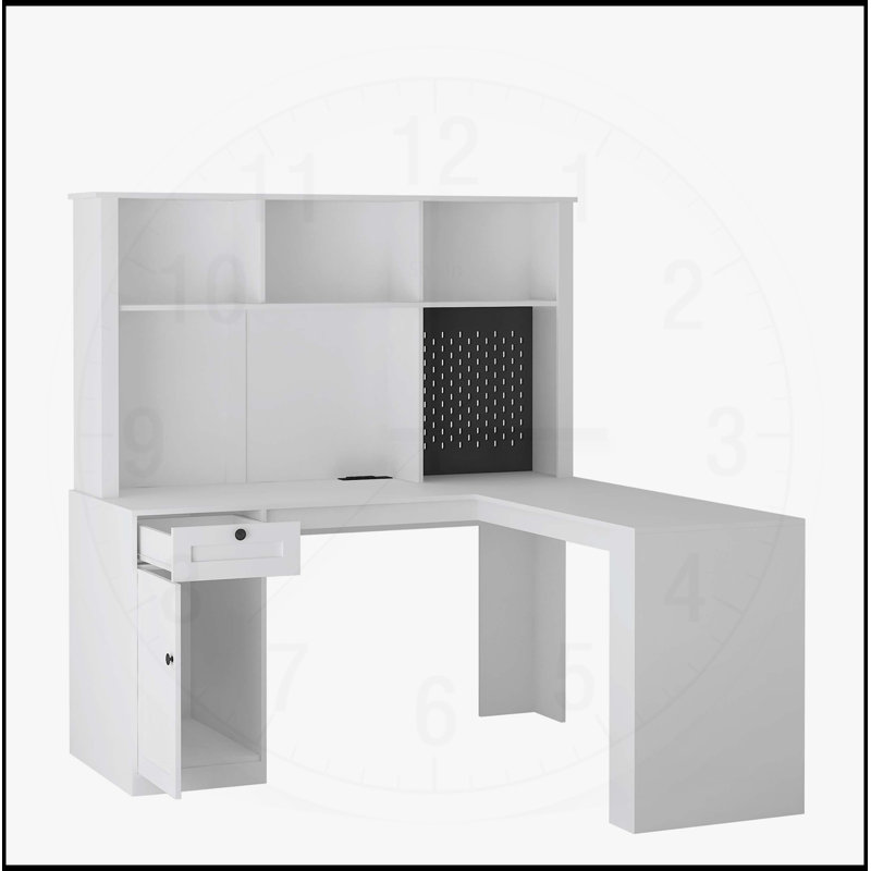 Bureau en L avec chargeur, tiroir d'ordinateur et bibliothèque, bureau de coin moderne, bureau de jeu en fibre de carbone