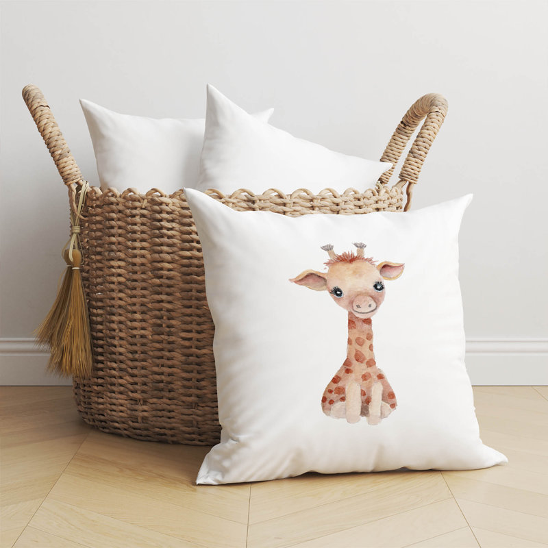 Giraffe Fun Decorative Throw Pillow, Square 18"