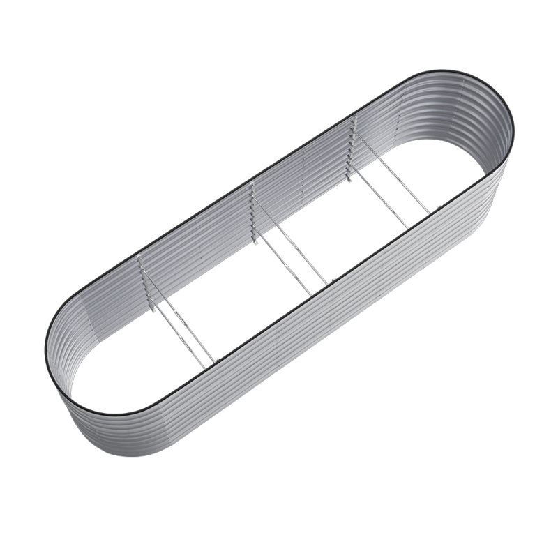 Metal Raised Garden Bed, 80cm H x 320cm W x 80cm D, Silver
