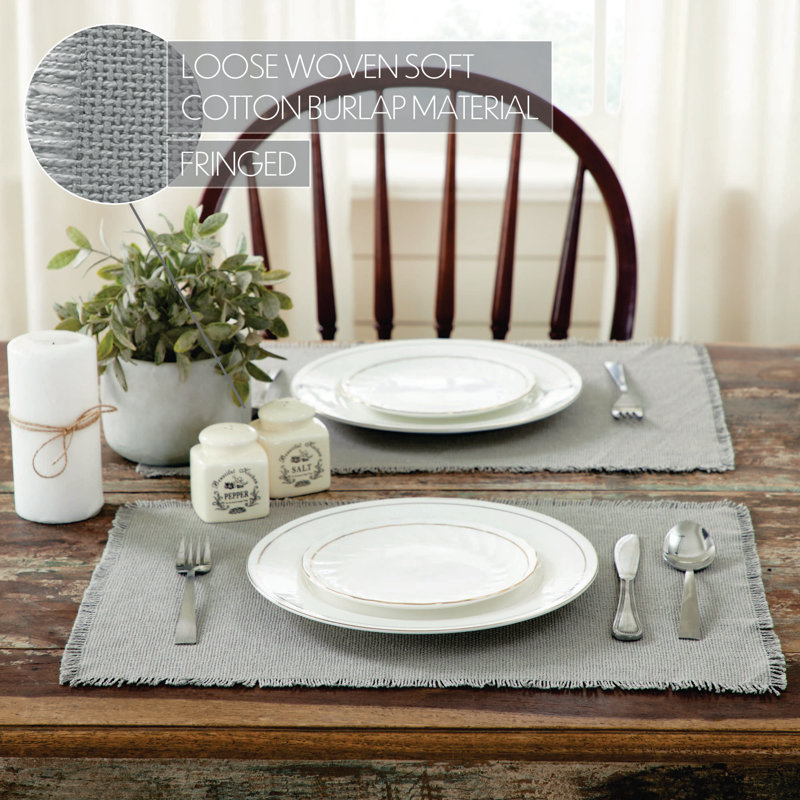 Burlap 100% Cotton Solid Colour Rectangle Placemat, Grey