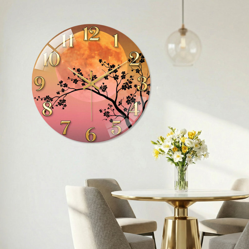 Horloge murale Cherry Moon, 40 x 40 cm (15,7 x 15,7 pouces)