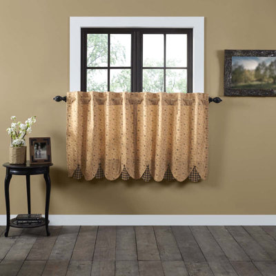 Caudell Cotton Floral Scalloped Cafe Curtain