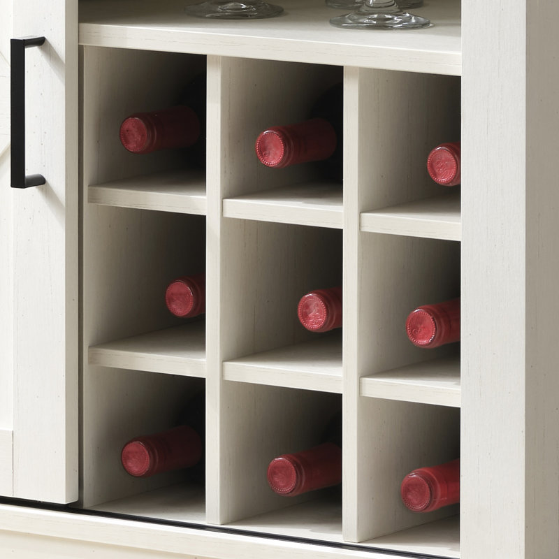Armoire avec porte de grange coulissante et tablette à vin, imperméable et stable pour atelier automobile, support de rangement rustique de L 23,5 po x l 32 po H - pièce pour personnes âgées,
