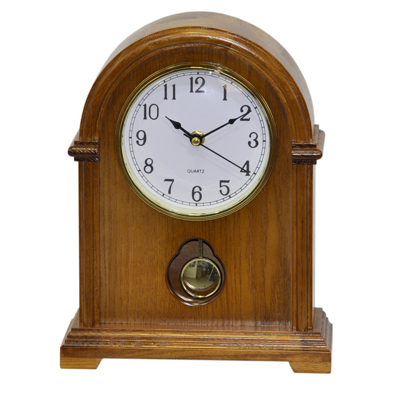 Traditional Analogue Wood Quartz Movement / Crystal Tabletop Clock in Brown