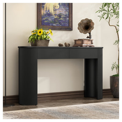 TREXM Modern Entryway Console Table with Fluted Design, 54" Black MDF Hallway accent Table