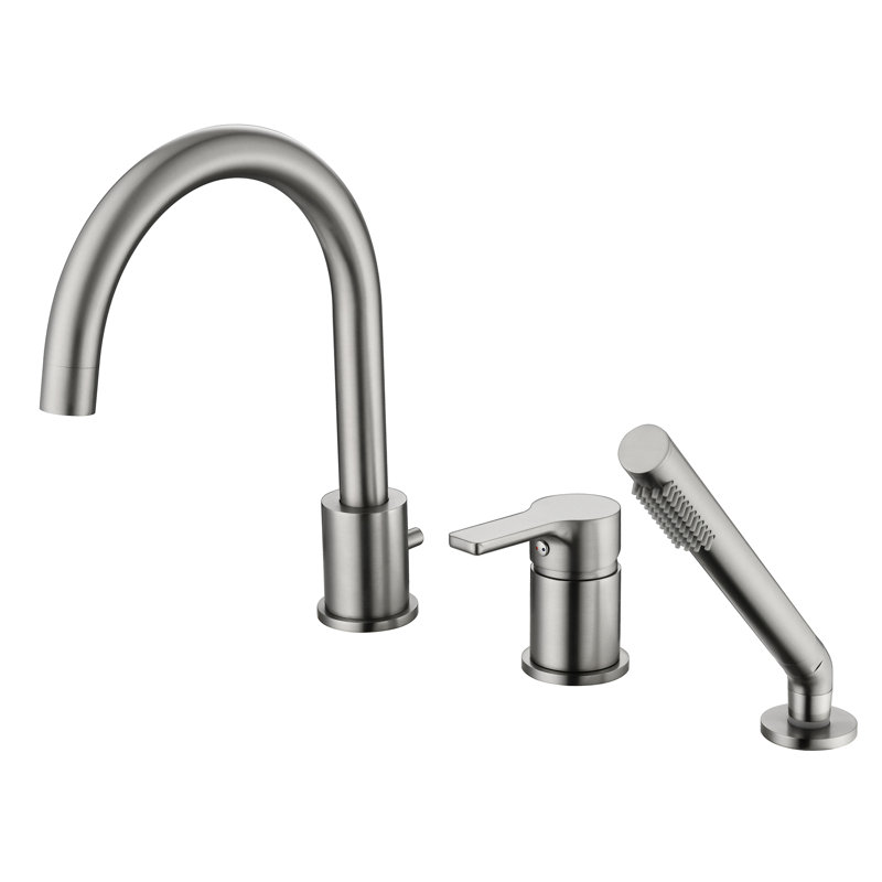 SUMERAIN Bathtub Faucet with Handheld Shower, Bath Tub Faucet with Single Lever Handle, Tub Filler, Brushed Nickel