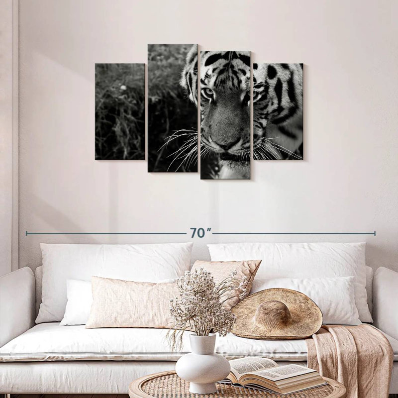 Brampt Black And White Tiger, 27" H x 43" W