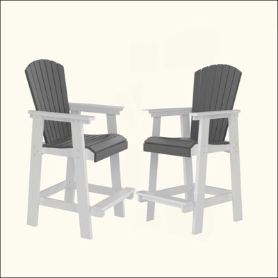 Chaise de bar en PEHD, ensemble de 2 chaises hautes Adirondack d'extérieur, tabouret de bar avec dossier haut, ensemble de 2
