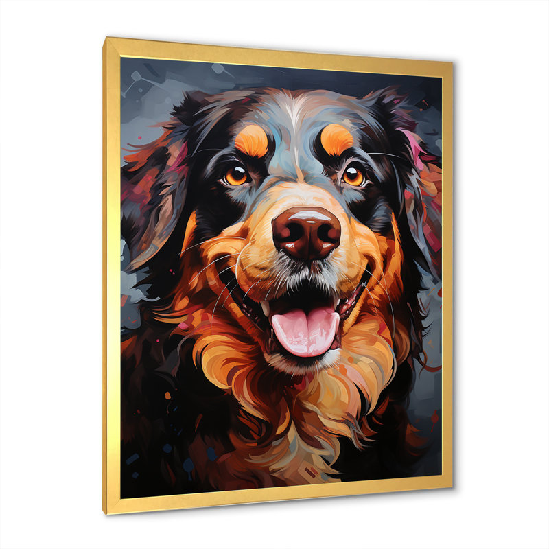 Bernese Mountain Majesty I sur toile, Cadre doré simple, H 20 po x l 12 po x P 1 po
