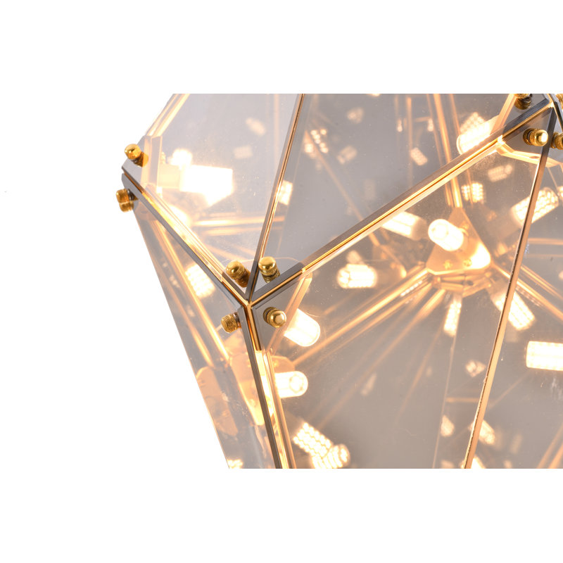 Modern 9 Light Geometric Smoke Glass Pendant, 11.8" H x 22.8" W x 11.8" D