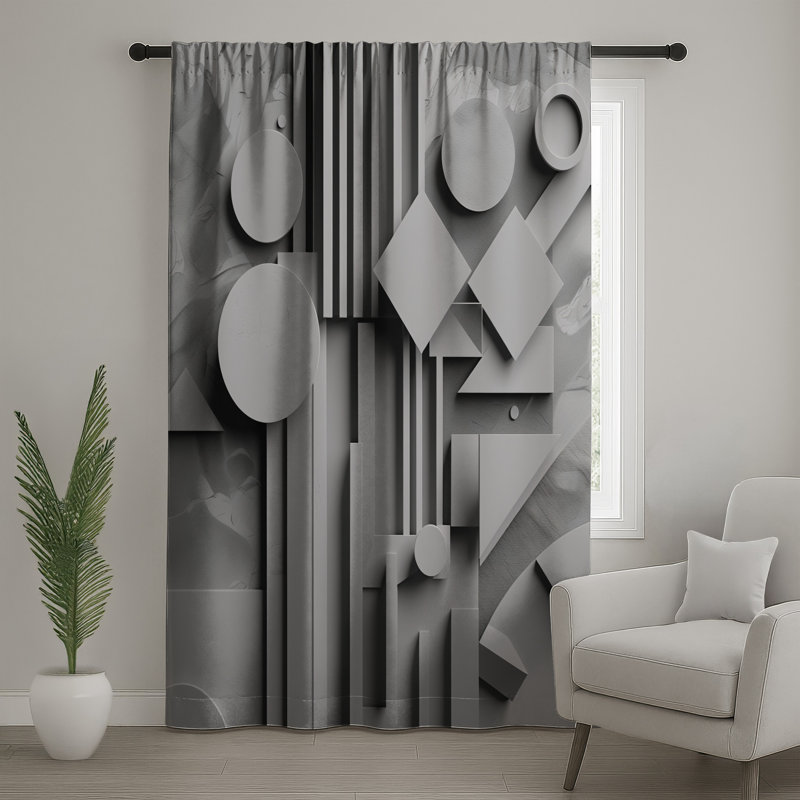 Rideaux à motif géométrique, voilages abstraits et voilages à motif géométrique - 1 panneau, Blockout