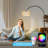 Arc Floor Lamp With Remote Control, Dimmable LED Floor Lamp With  Temperature, Standing Lamp With Rattan & Fabric Double Drum Shade, Boho Farmhouse Tall Floor Lamp For Living Room Bedroom