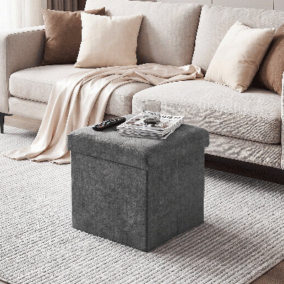 15" Folding Storage Ottoman, Upholstered Tufted Foldable Footstool With Padded Seat For Living Room Bedroom by Latitude Run