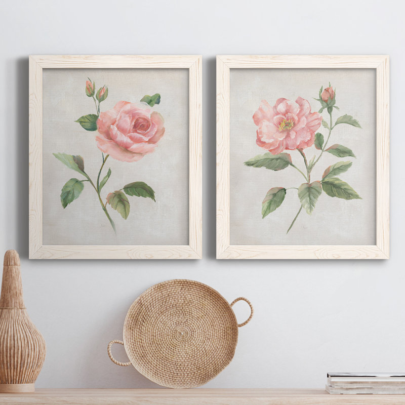 Grandiflora I - Ensemble de 2 peintures sur toile encadrées, H 24 po x l 36 po x P 1,5 po, Cadre blanc